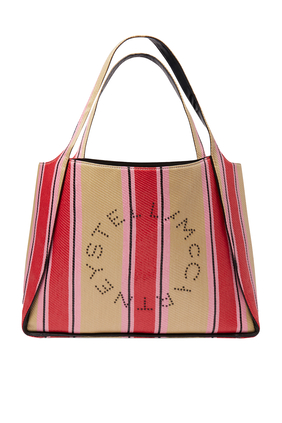 Stella Logo Striped Raffia Tote Bag
